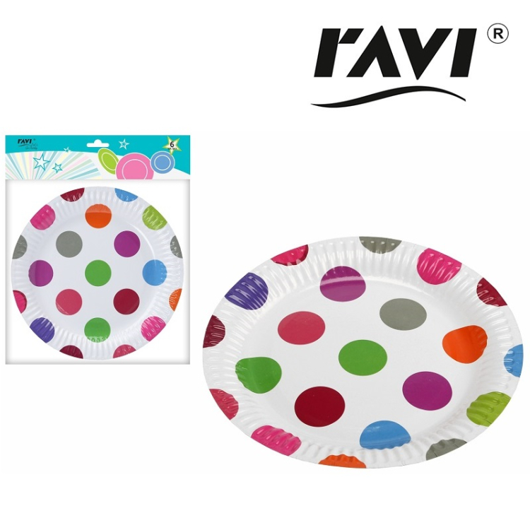 Let's Go Party Talerze papierowe PINK DOTS 18cm 6 sztuk RAVI